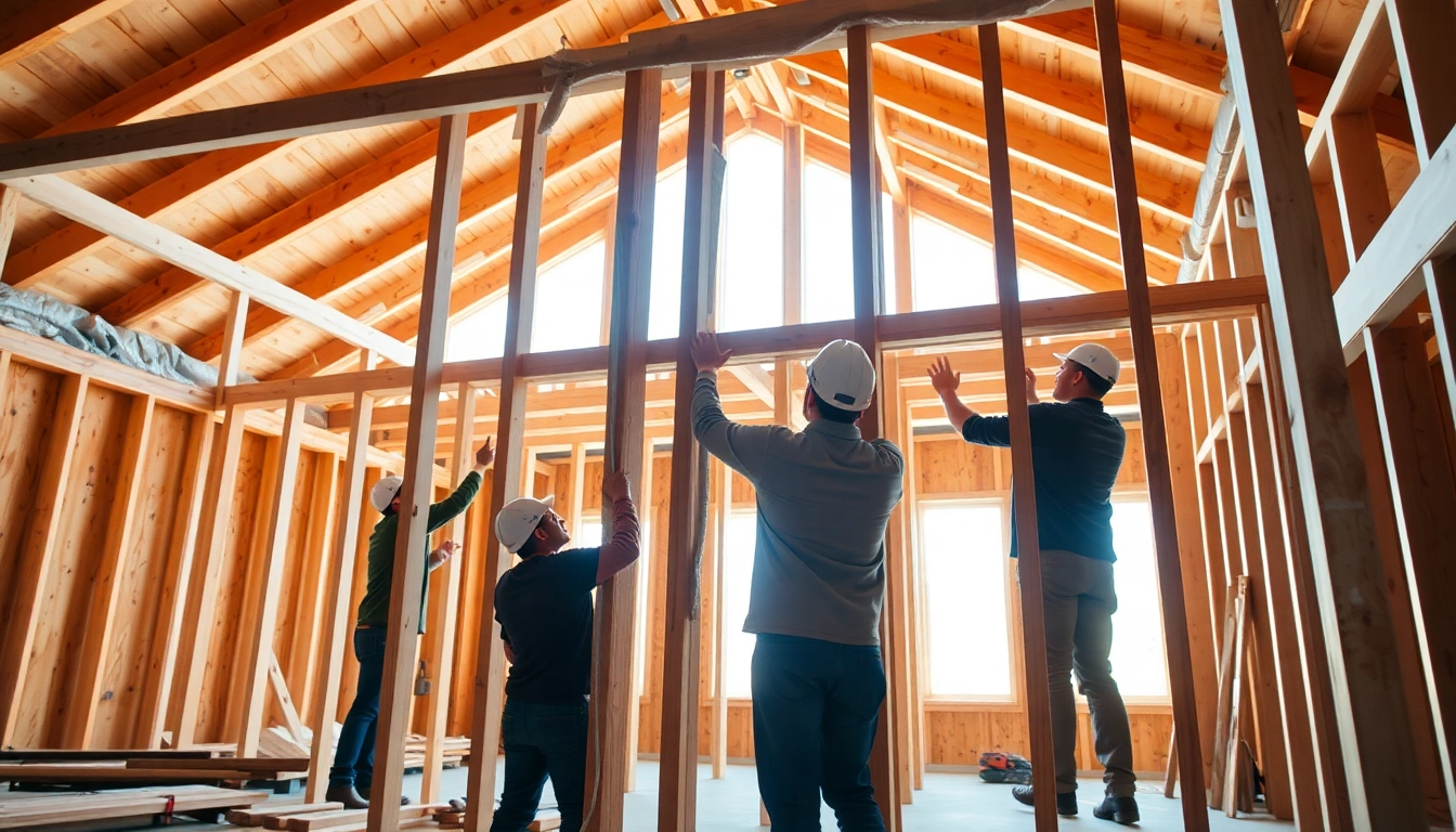 High-quality framing in construction process showcasing timber support structure for a building, highlighting craftsmanship and detail.
